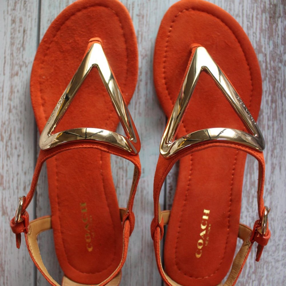 NWT Coach Chailey Suede Sandals Papaya 5M